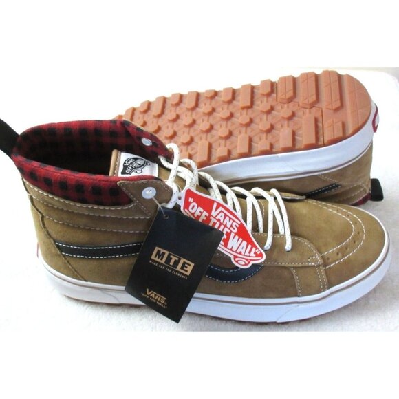 Vans Men's Sk8-Hi MTE-1 All Weather Boots Plaid Brown Black Sizes NIB - Picture 2 of 5